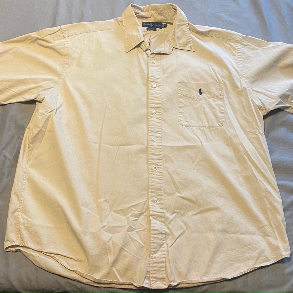 Ralph Lauren Mens XXL Blake Tan Short Sleeve Casual Cotton Shirt